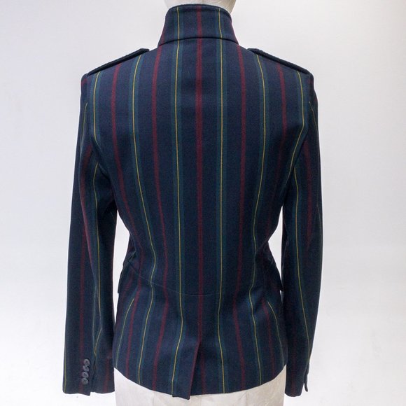 Shanghai Tang M Stripe Mandarin Blazer Jacket Navy - Picture 8 of 13